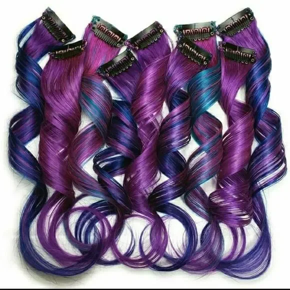 Galaxy Colored rainbow Double Drawn Remy Clip in human hair extensions